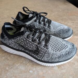 Nike Free RN Flyknit (2018) Running Shoes Black Oreo #942839-101 Women Size 8
